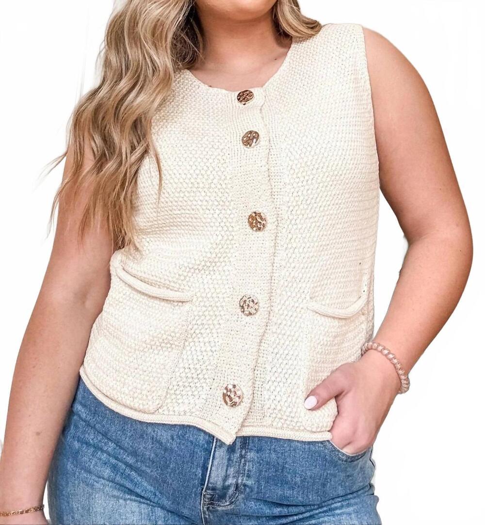 NEW TRIBAL sweater vest with pockets in coco cream
